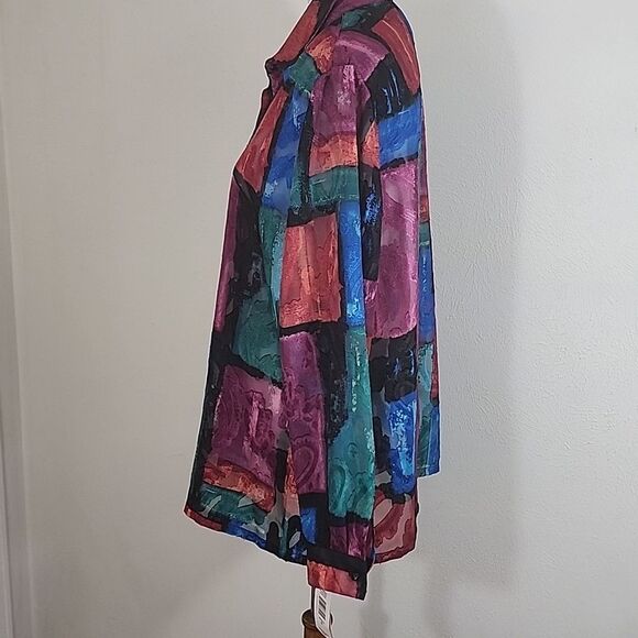 Clothes Vintage Sheer Paisley Patch Work Button Down Blouse Size XL NWT - Picture 5 of 10